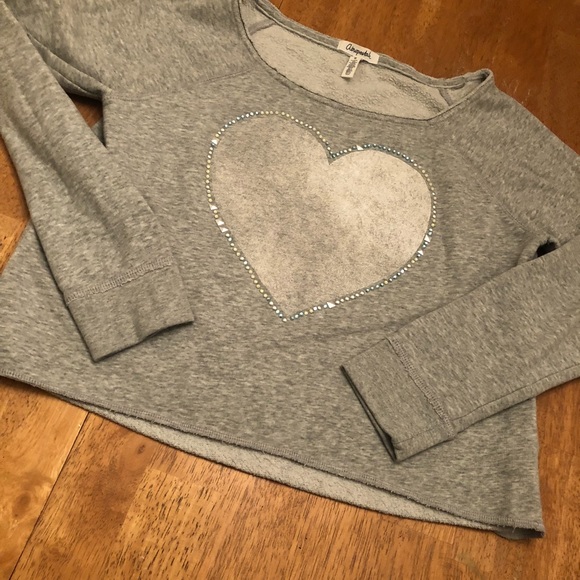 Aeropostale grey crop sweatshirt heart graphic L - Picture 4 of 8
